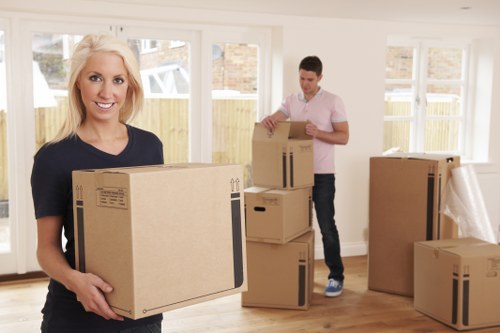 Student removals team handling boxes in Shoreditch
