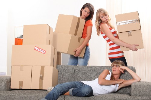 Packed boxes and furniture prepared for a Shoreditch flat removal